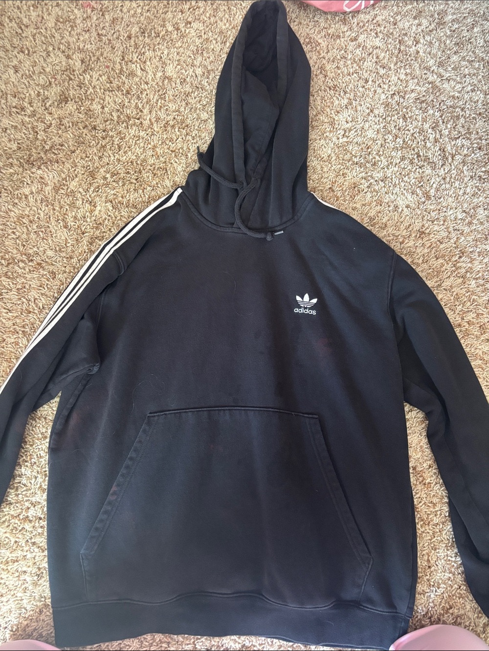 adidas Black Hoodie with White Three-Stripe Detail